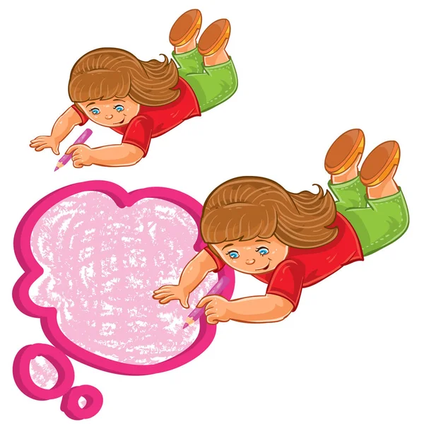 Kleines Mädchen zeichnet eine Sprechblase — Stockvektor