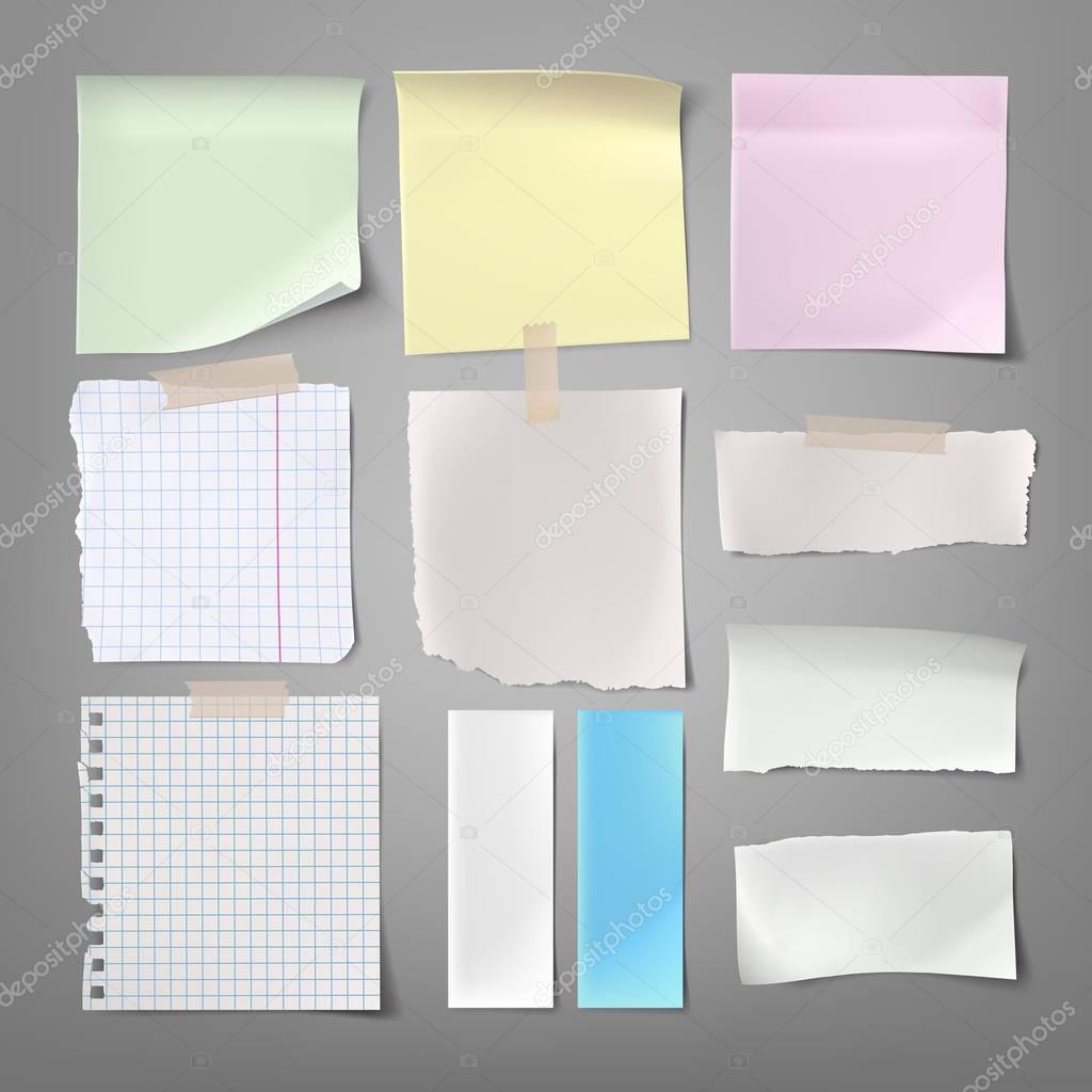 Collection of vector illustrations paper notes of various types