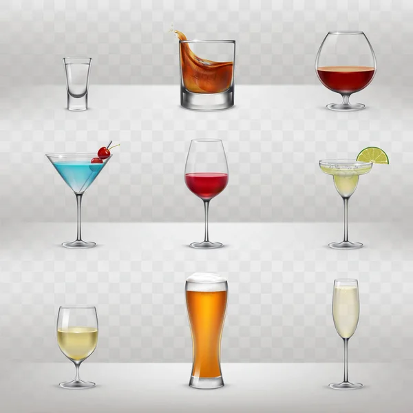 Jeu de verres vectoriels pour alcool — Image vectorielle