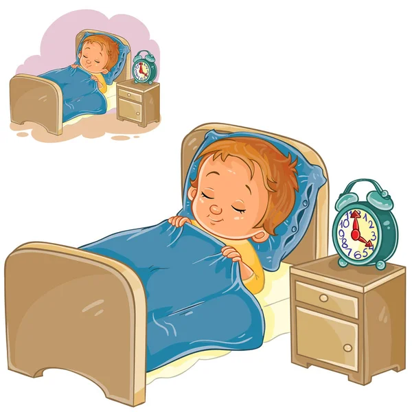 Vector little baby sleeping in his bed — Stock Vector