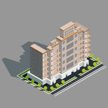 Vektör izometrik 3d çizim modern kentsel inşaat