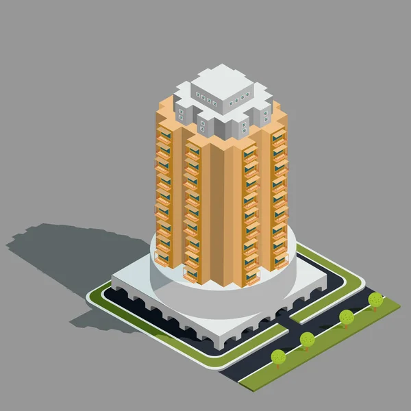 Ισομετρικές 3d εικονογράφηση διάνυσμα σύγχρονου αστικού κτηρίου — Διανυσματικό Αρχείο