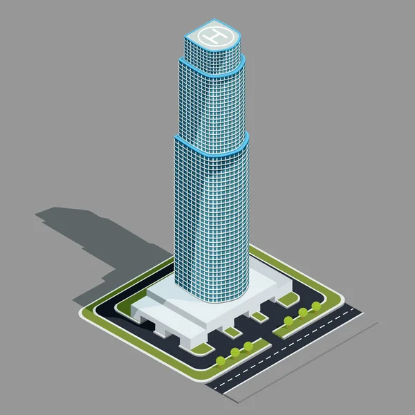 Векторна ізометрична 3D ілюстрація сучасного міського будинку — стоковий вектор
