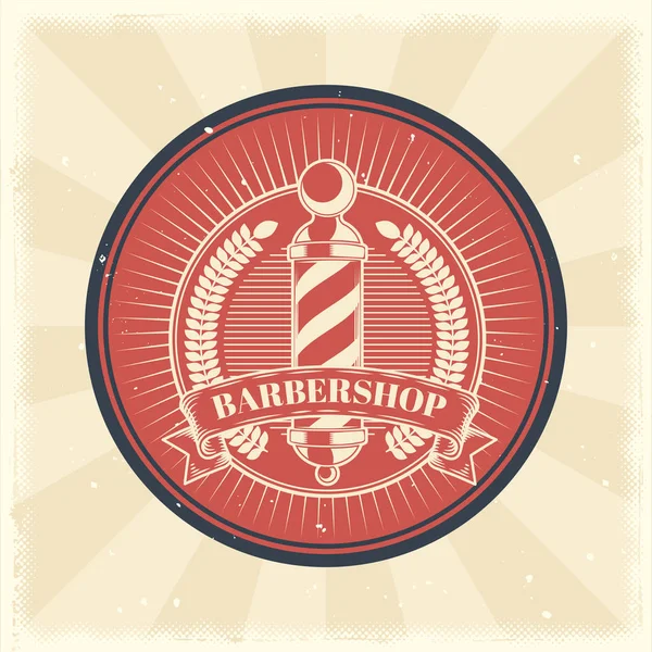 Vector insignia vintage, etiqueta engomada, signo con poste de barbería — Vector de stock