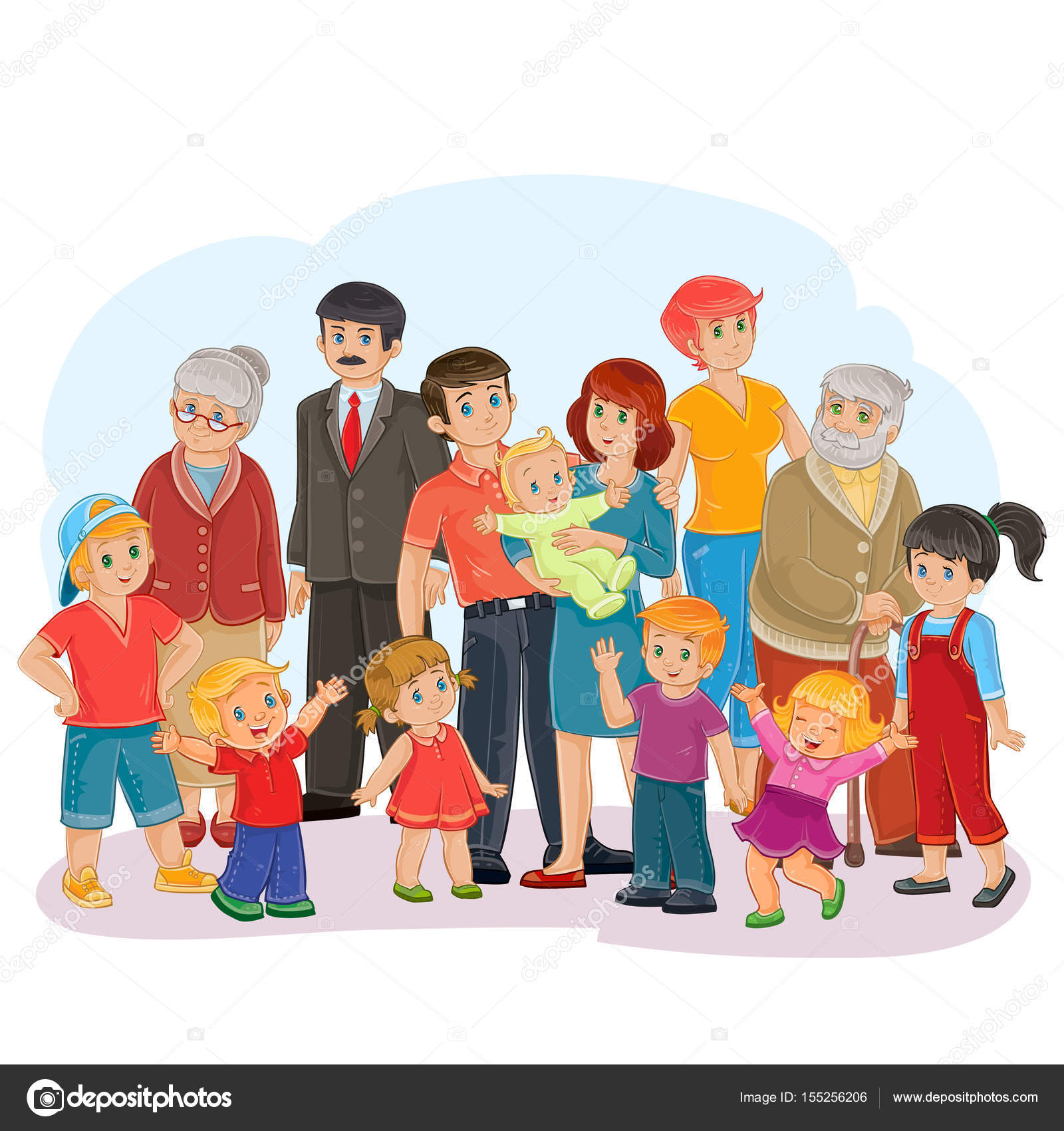 large family cartoon