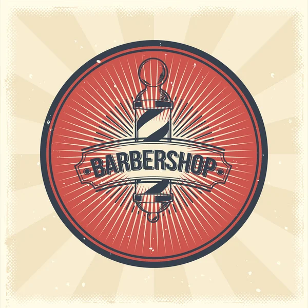 Vector vintage badge, sticker, sign with barber shop pole — Stock Vector