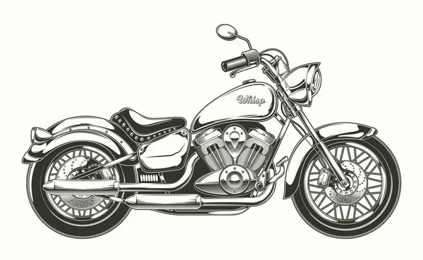 ビンテージ バイクの手描き。古典的なチョッパー. — ストックベクタ