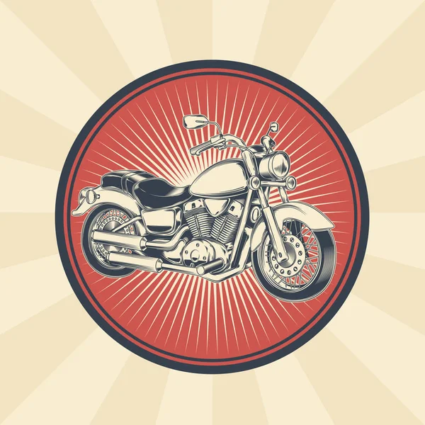 Vector vintage ilustración de la insignia, etiqueta engomada, signo con cromado motocicleta — Archivo Imágenes Vectoriales