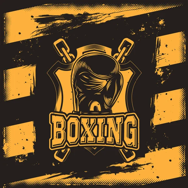 Векторний концептуальний мотиваційний плакат для боксерського клубу, боксерський зал з силуетом боксерської рукавички — стоковий вектор
