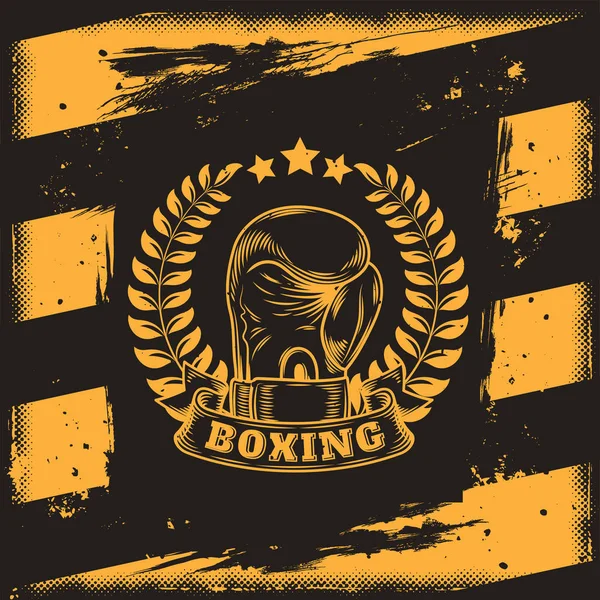 Cartel conceptual motivacional vectorial para un club de boxeo, sala de boxeo con una silueta de un guante de boxeo — Vector de stock