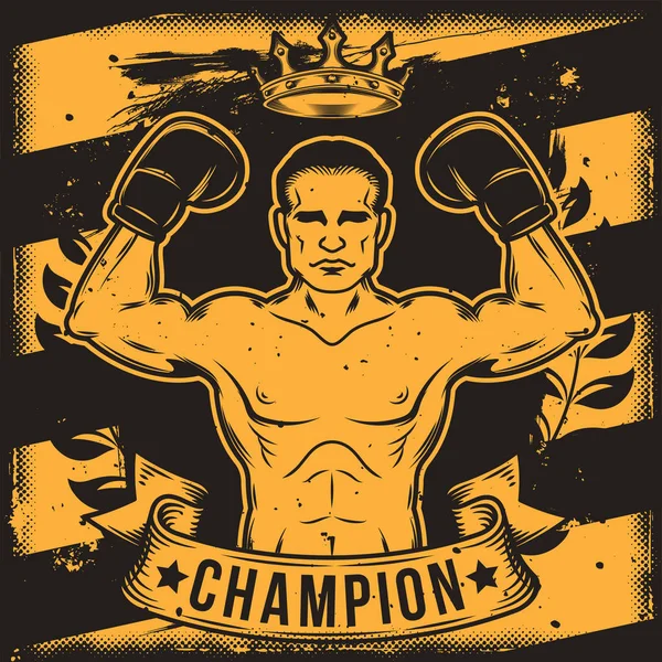 Wektor motywacyjne plakat pojęciowy klubie boxing, boxing hall z sylwetka s boxer. — Wektor stockowy