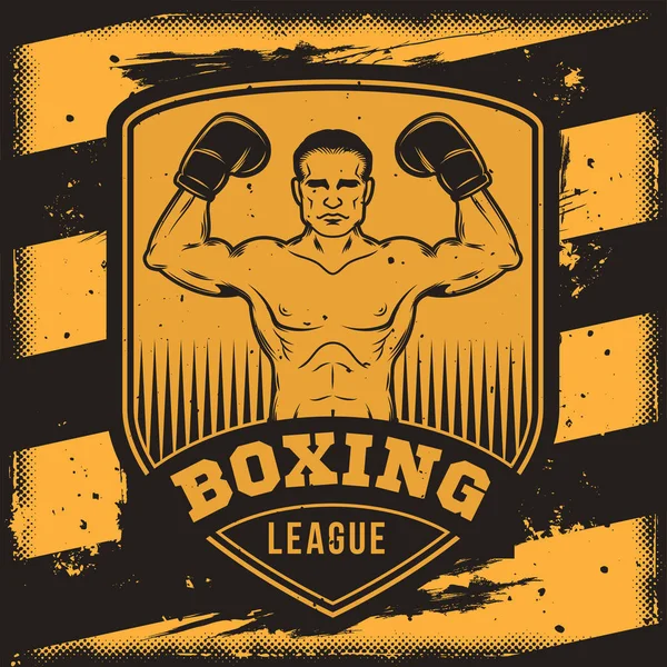 ボクシング クラブ、ボクサーのシルエットのボクシング ホールのためベクトル概念意欲を高めるポスター. — ストックベクタ