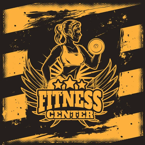 Poster grunge tarzı bir fitness Center. — Stok Vektör