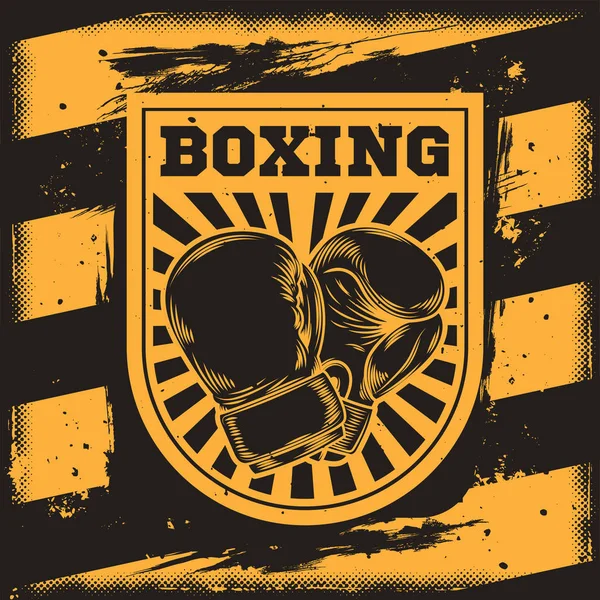 Cartel conceptual motivacional vectorial para un club de boxeo, sala de boxeo con una silueta de guantes de boxeo — Archivo Imágenes Vectoriales