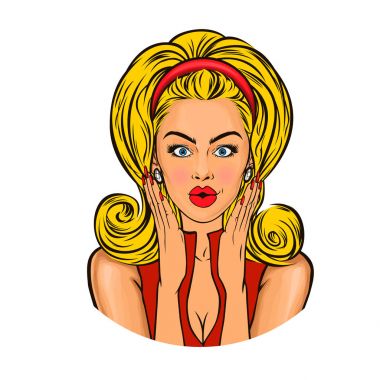 Vektör pop sanat sürpriz kız