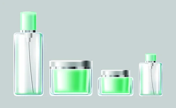 Ilustracja wektorowa zestaw światło niebieskie szkła opakowań kosmetycznych — Wektor stockowy