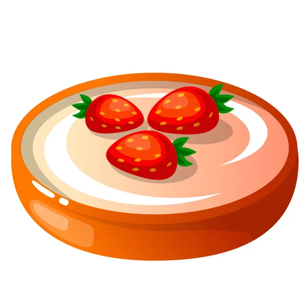 Vector illustration, icon decorative cake with strawberries isolated on a white — Stock Vector