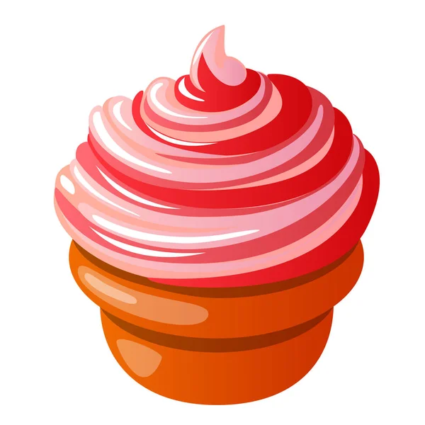 Ilustração vetorial, ícone bolo decorativo, cupcake com creme isolado em um branco —  Vetores de Stock