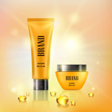 3D çizim poster Anti-Aging Kozmetik premium ürünleri ile vektör