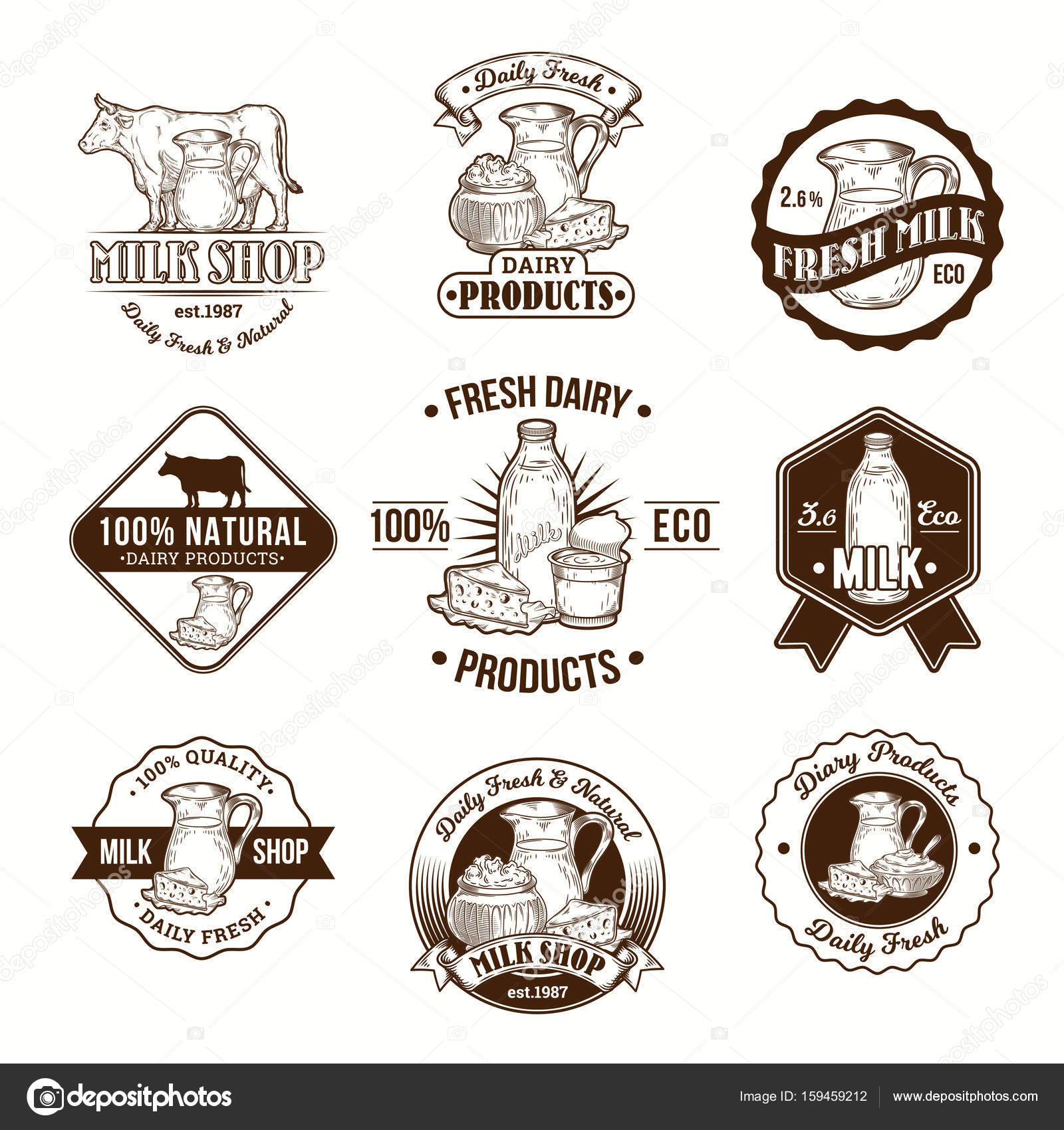 Set of vector illustrations, badges, stickers, labels, logo