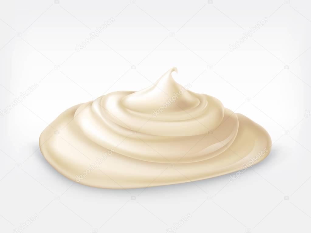 Vector illustration of a handful of mayonnaise, sour cream, sauce, sweet cream, yogurt, cosmetic cream