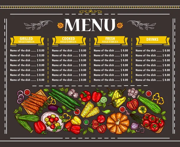 Vektorové ilustrace designu menu vegetariánské restaurace — Stockový vektor