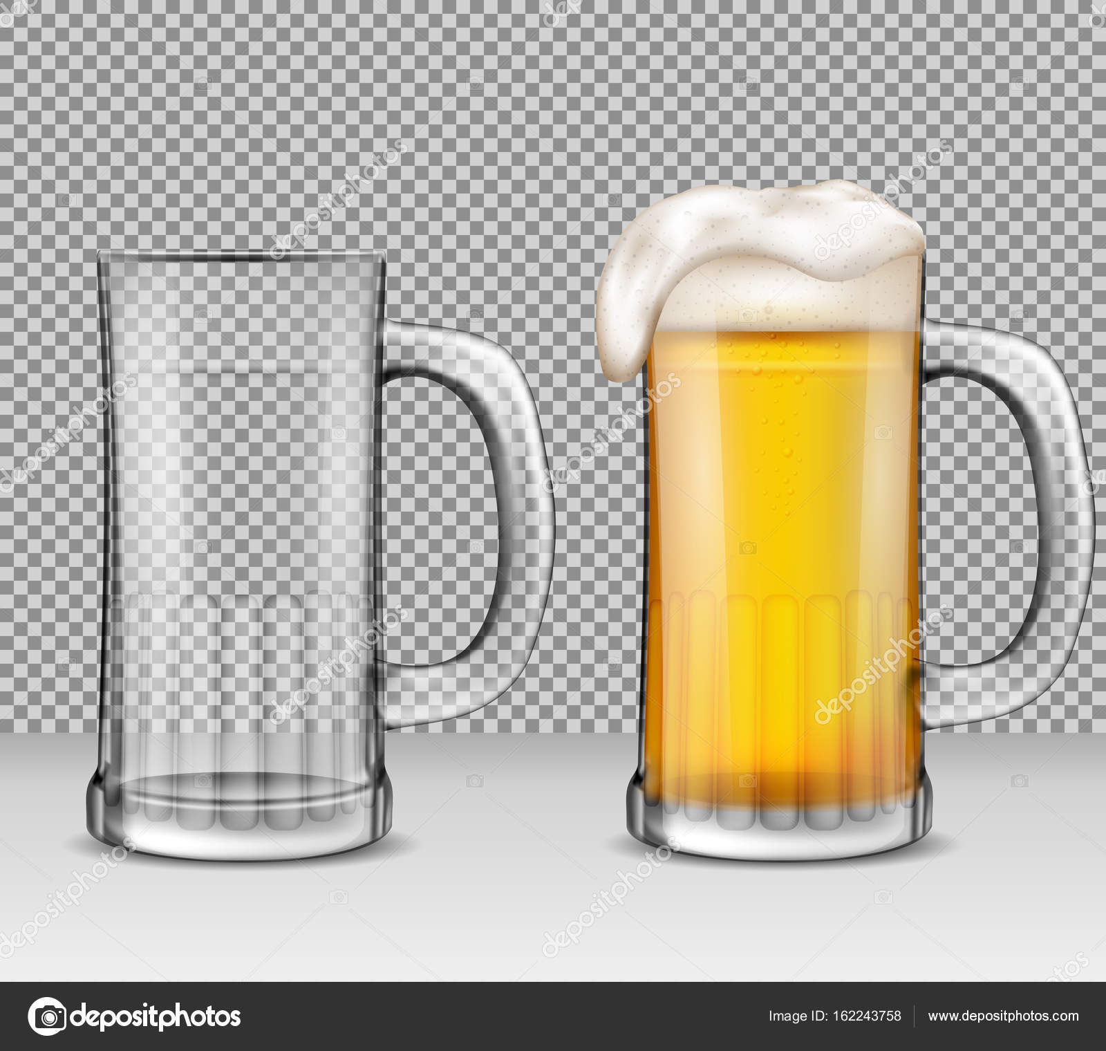 empty-glass-and-mug-with-beer-stock-vector-by-vectorpocket-162243758