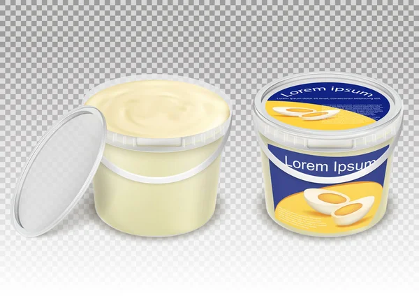 Realistic illustration of mayonnaise sauce — Stock Vector