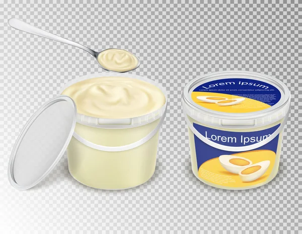Ilustración realista de la salsa de mayonesa — Vector de stock