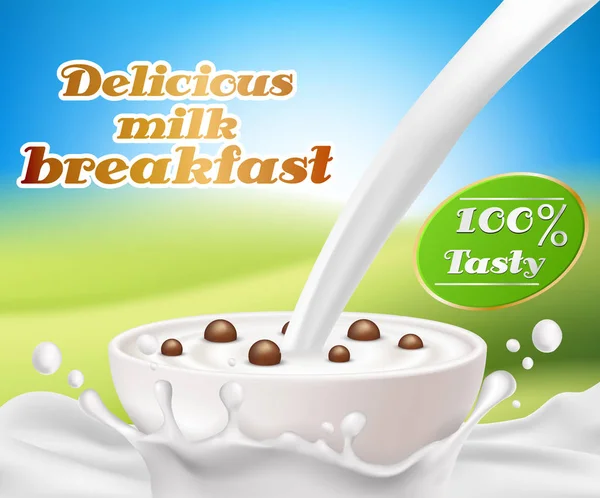 Афіша з молоком і сніданком — стоковий вектор