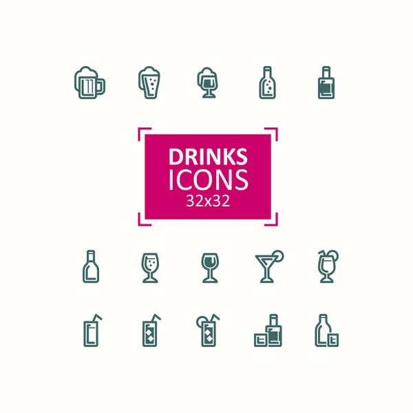 Sada vektorové ilustrace ikon nápojů. — Stockový vektor