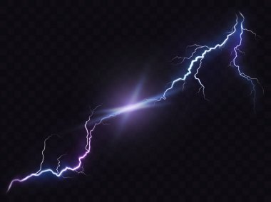 Üzerinde koyu, doğal ışık efekti izole parlak parlayan yıldırım gerçekçi bir stil vektör çizim.