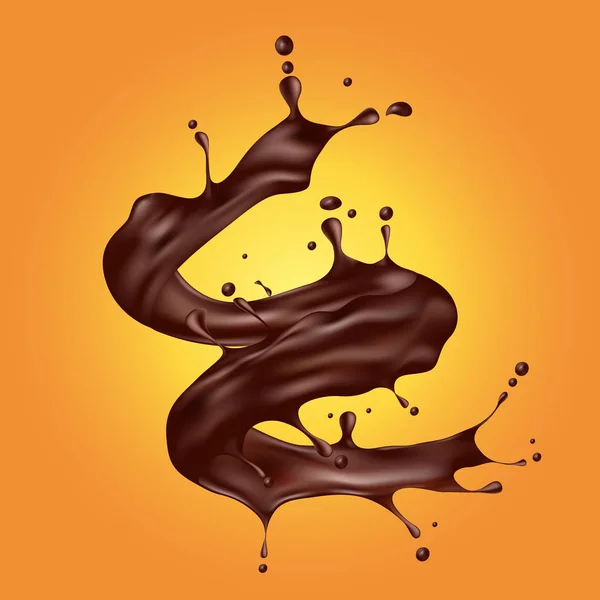 Vector illustration of a spiral splash of brown chocolate in a realistic style. — Stock Vector