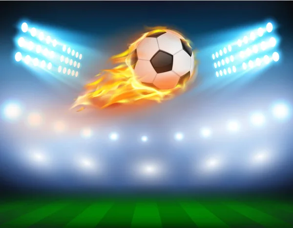 Vector afbeelding van een voetbal in een vurige vlam. — Stockvector