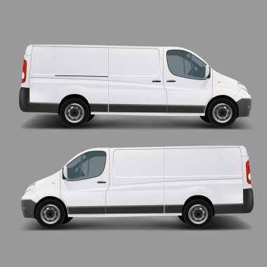 Beyaz ticari kargo minivan vektör şablonu