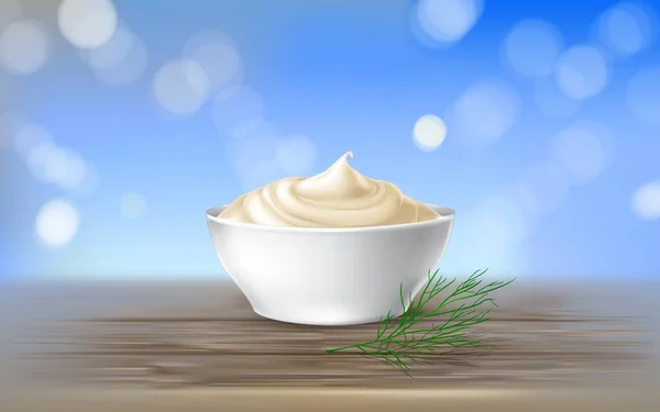 Illustrazione vettoriale di maionese, panna acida, salsa, crema dolce, yogurt, crema cosmetica — Vettoriale Stock