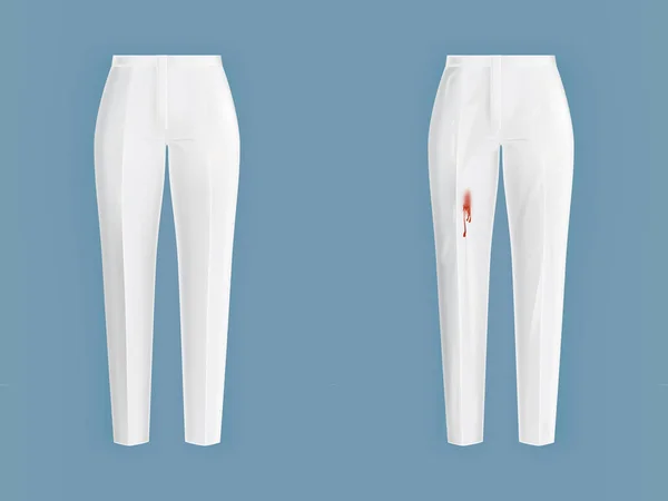 ΠΑΡΕ το καθαρό και βρώμικο Γυναικείο λευκό παντελόνι διανύσματος — Διανυσματικό Αρχείο