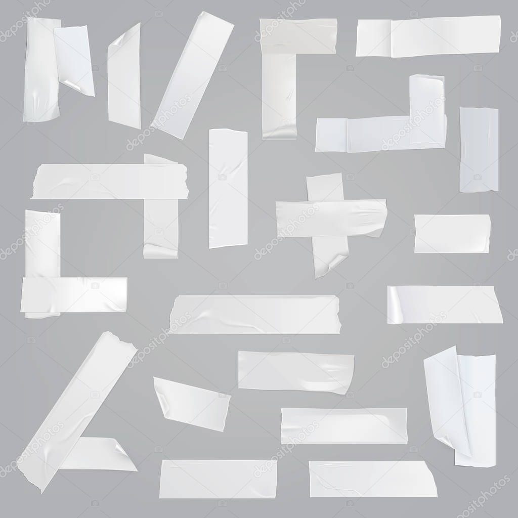 Adhesive tape various pieces realistic vector set