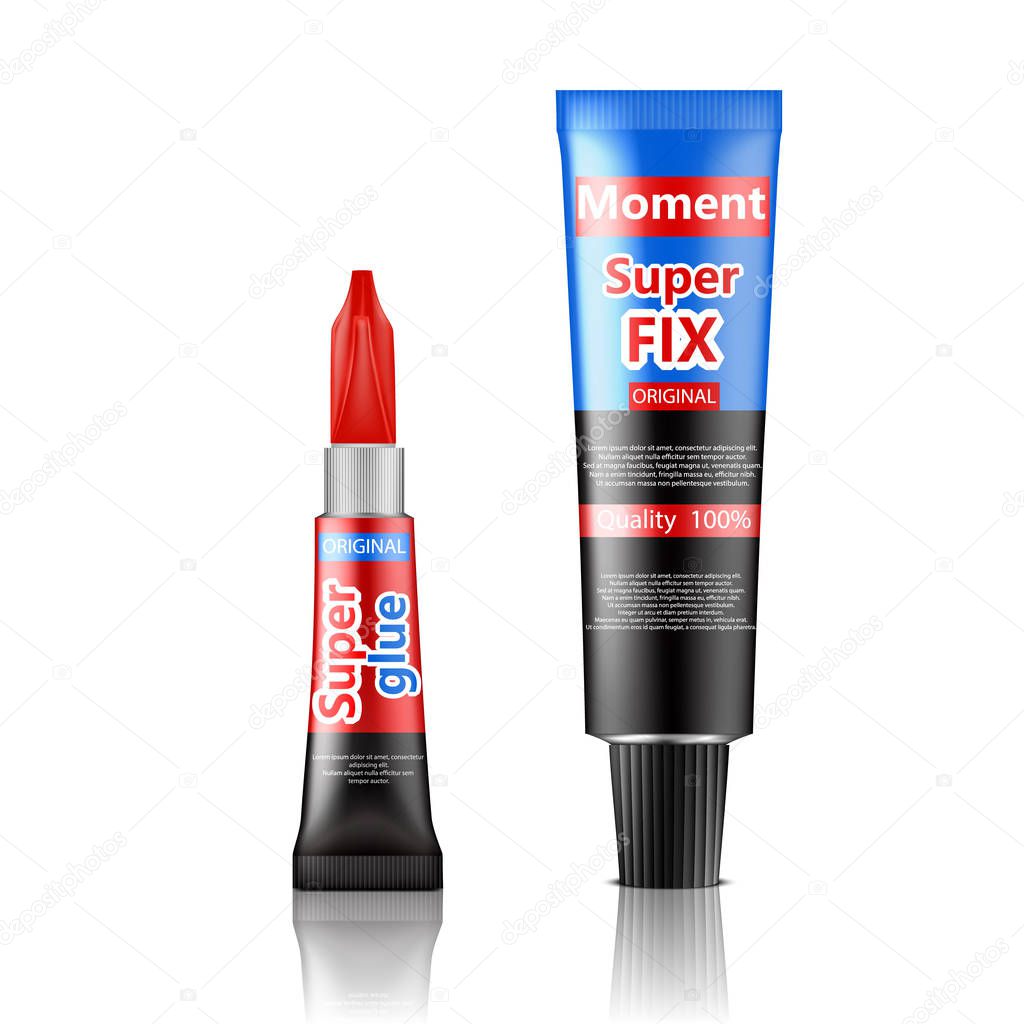 Super and moment glue tubes realistic vector