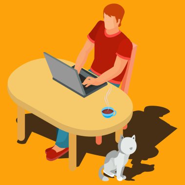 Serbest çalışan bir işçi vektör çizim.