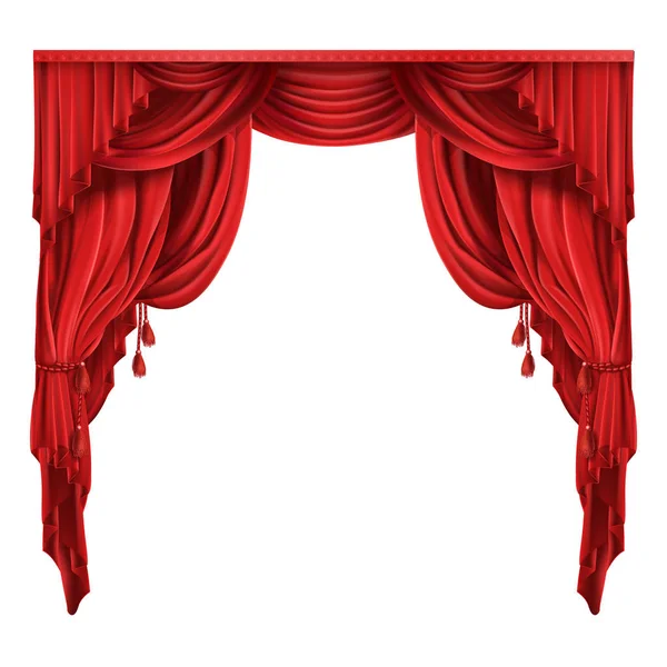 Teatro etapa cortinas rojas vector realista — Vector de stock