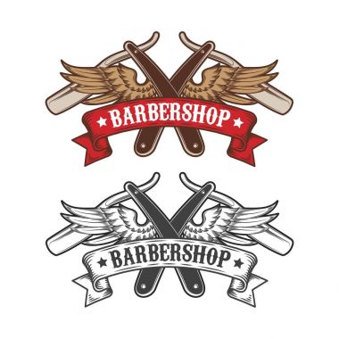 Kuaför Salonu ekipman illüstrasyon oyulmuş stil vektör