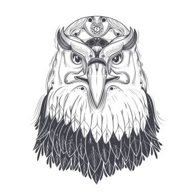 Deniz kartal başını pagan Runik semboller vektör ile