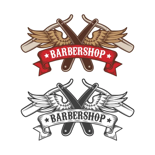 Barber shop equipment illustration engraved style vector — Stock Vector