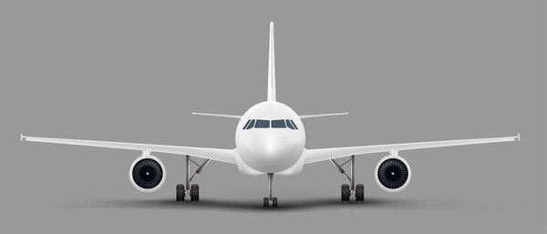 Passenger airplane front view vector template