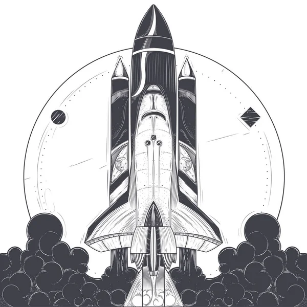Space shuttle with carrier rockets launch vector — Stock Vector