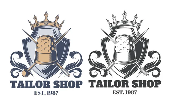 Tailor shop vintage έμβλημα ή σήμανση διάνυσμα — Διανυσματικό Αρχείο