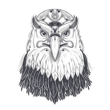Deniz kartal başını pagan Runik semboller vektör ile