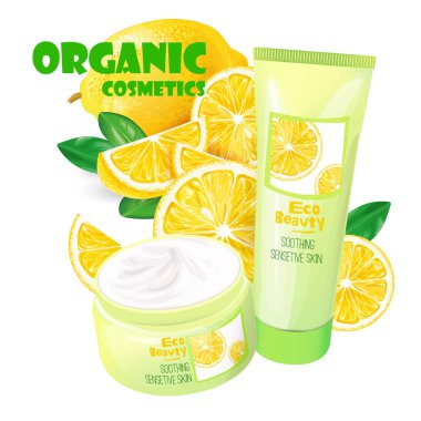 Organik kozmetik ürün limon vektör ile
