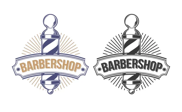 Barbería postes grabado estilo vector — Vector de stock